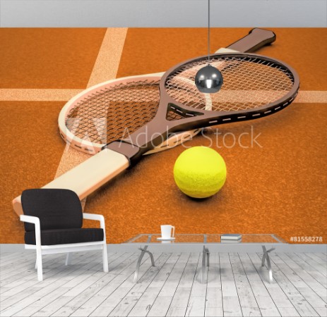 Afbeeldingen van Tennis rackets sphere court game ground